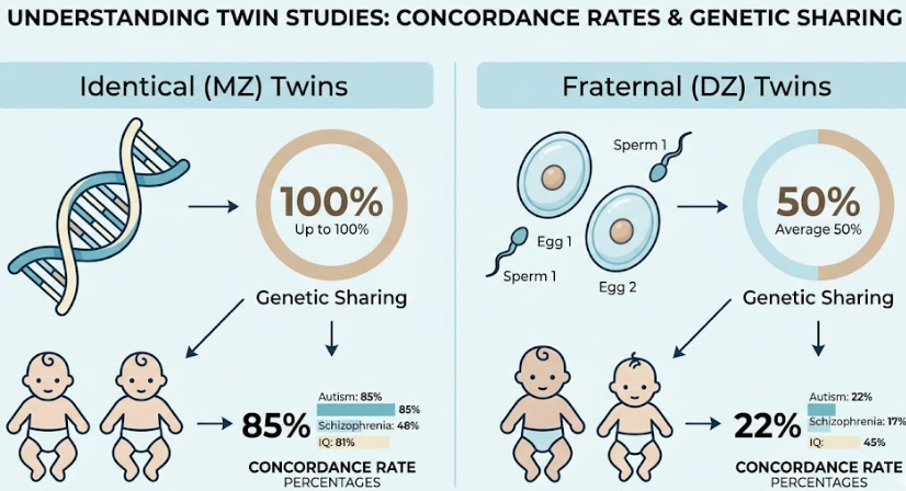 can one twin have autism and the other not